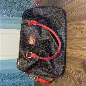Calvin Klein over the shoulder/purse red and brown